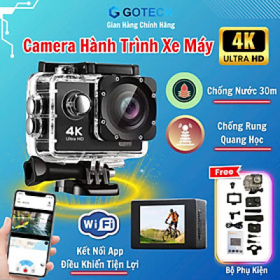 Camera Hành Trình 4K Ultra WiFi Xe Máy - Xe Đạp - Ô Tô, Camera Ngoài Trời Gắn Mũ Bảo Hiểm Chống Nước Loại Tốt