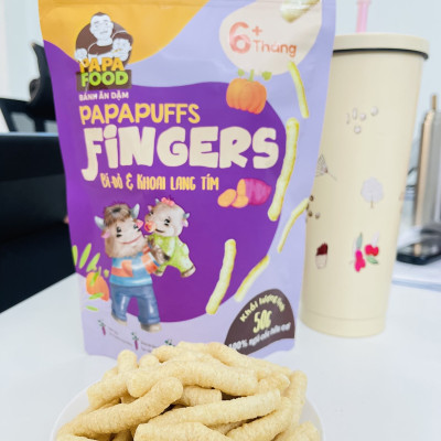 BÁNH ĂN DẶM PAPAFOOD PAPAPUFFS - FINGERS VỊ BÍ ĐỎ VÀ KHOAI LANG TÍM - 100% NGŨ CỐC HỮU CƠ 