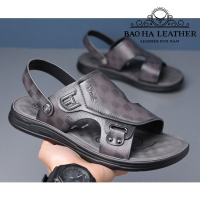 Dép nam quai ngang da thật BHD6652 Dép quai hậu