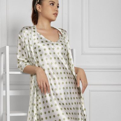 Set Áo Choàng Và Váy Ngủ 2 Dây Chấm Bi Maxivic, La Mộc - MM112102