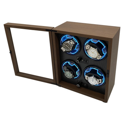 Hộp Xoay Đồng Hồ Cơ 4 Ngăn SAIKE SAIKE S4001 Vỏ Gỗ - Có Đèn LED - SANG TRỌNG