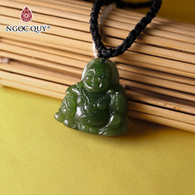 Mặt dây chuyền mặt phật di lặc ngọc bích mệnh mộc, mệnh hỏa - Ngọc Quý Gemstones