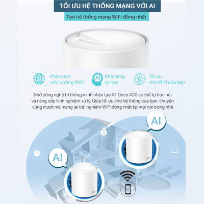 Bộ Phát Wifi Mesh TP-Link Deco X20 AX1800 MU-MIMO - Hàng Chính Hãng
