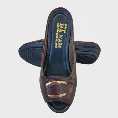 Dép Nữ Quai Ngang Đế Xuồng Da Bò Thật TiTi ĐÔ Cao Cấp DNU2095d