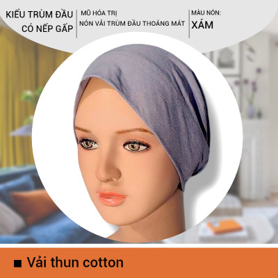 Nón vải thun mêm, thấm hút mồ hôi, mỏng nhẹ mũ trùm đầu vải thun, nhiều màu
