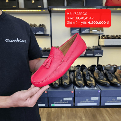 Giày Lười Moka Da Thật Made in Italy - Phong Cách Ý Thanh Lịch - Màu đỏ - 1723ROS - Hàng chính hãng