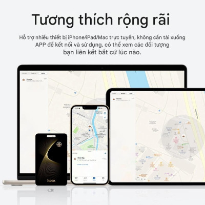 Thiết bị định vị Hoco E92 tích hợp pin, có thể sạc lại bằng sạc không dây, chống nước IP68, dạng thẻ siêu mỏng, định vị toàn cầu chống thất lạc - Hàng chính hãng