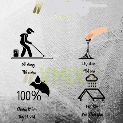 Nhựa đường chống thấm Sàn và tường bê tông, sân thượng, nhà vệ sinh, hồ bơi, bể cá, máng xối, sê nô...1 lít 