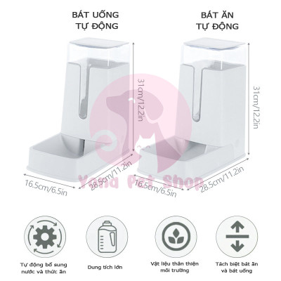 Khay Bát Ăn Khay Bát Uống Tự Động Cho Chó Mèo Cao Cấp 3,5L - YonaPetshop