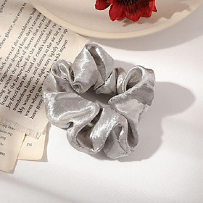 Dây buộc tóc vòng tròn to Scrunchies lụa bóng sang mịn HD45 
