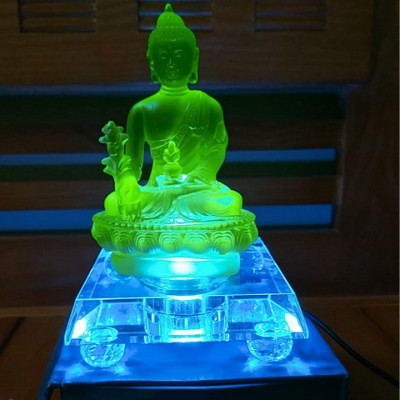 Bộ tượng phật dược sư lưu ly xanh ngọc có đèn đổi màu