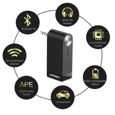 Ugreen UG40757CM124TK BT 4.2 màu Đen Thiết bị nhận âm thanh Bluetooth có Micro hỗ trợ APTX - HÀNG CHÍNH HÃNG