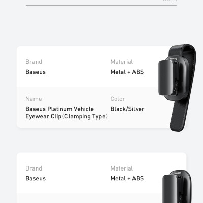 Móc kẹp treo Baseus Platinum Vehicle Eyewear Clip ACYJN- Hàng chính hãng