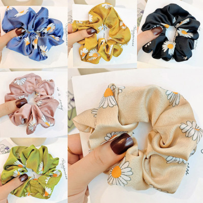 Dây buộc tóc Scrunchies lụa in hoa cúc HD98