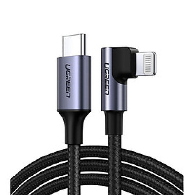 Ugreen UG60764US305TK 1.5M đầu lightning bẻ 90 độ có chip MFI ra cáp USB type C màu đen - HÀNG CHÍNH HÃNG