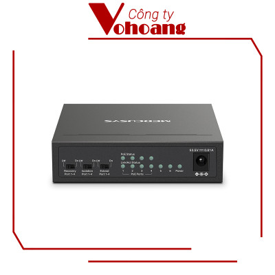 Bộ Chia Mạng Swich PoE Mercusys MS106LP 6 Cổng 10/100Mbps Hỗ Trợ 4 Cổng PoE+ Mỗi Cổng Công Suất 30W Kết Nối Lên Đên 250 Mét - Hàng Chính Hãng