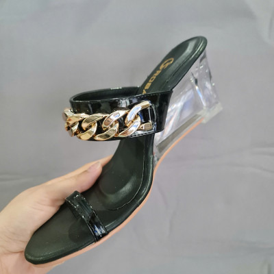 Dép nữ xỏ ngón, đế xuồng mica ROSATA RO681 - 7p - Đen - BKSTORE