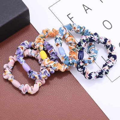 Dây buộc tóc nữ vải hoa [Set 5 dây] NASI phối màu dễ thương phong cách hàn quốc thun cột tóc nữ co giãn tốt phụ kiện tóc