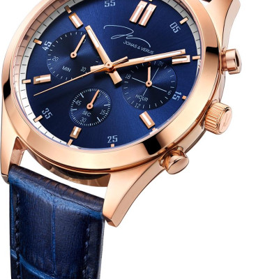 Đồng hồ đeo tay Nam hiệu JONAS & VERUS Y00820-Q6.PPLLL, Máy Pin (Quartz), Kính sapphire chống trầy xước, Dây Da Italy
