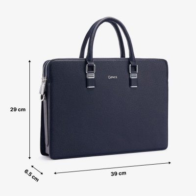 Cặp Da Nam Túi Xách Công Sở GENCE CDX18 Chất Liệu Da Bò Cao Cấp Màu Xanh Navy