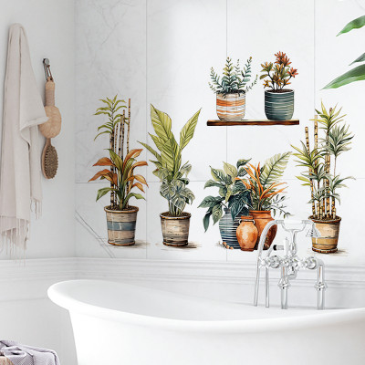 Sticker Giấy Dán Tường Decal Dán tường Tranh Dán Tường Trang Trí Tường Mẫu Chậu Cây Cảnh ZDB-2866