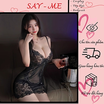 Váy Ngủ Hai Dây Ren Đen Gợi Cảm Thiết Kế Dáng Ôm Nơ Nhẹ Cổ Điển, Đầm Ngủ Ren Đen Thắt Dây Hở Lưng Set Váy Xuyên Thấu Sexy Dành Cho Nữ, Đầm Nội Y Ren Đen Thời Thượng, Váy Ngủ Cột Nơ Dáng Body Nhẹ C030