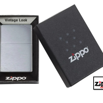 Bật lửa Zippo (nhám góc) Brushed Chrome Vintage with Slashes SKU: 230 - Chính hãng 100%