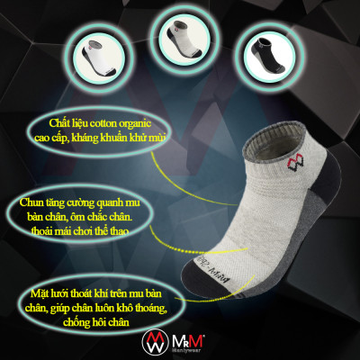 Combo 3 Đôi Tất Vớ Thể Thao, Vớ Đá Banh, Vớ Chạy Bộ Cổ Ngắn, Sợi Cotton Cao Cấp Chống Hôi Chân, Chống Phồng Rộp Chân, Chống Trượt Co Giãn 4 Chiều Mrm Manlywear - MM