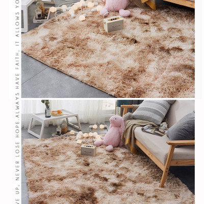 Thảm Lông Dài Trải Sàn Cao Cấp Kiểu Loang - Nâu trà sữa - 1m6x2m