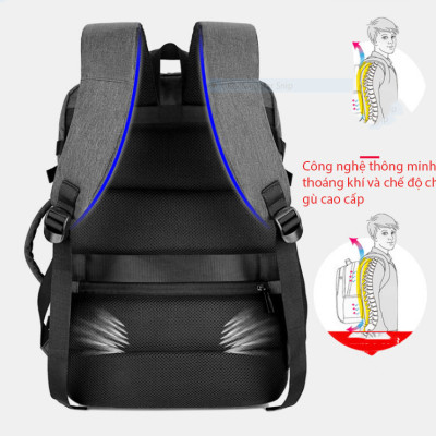 Ba lô nam thông minh đa năng siêu cao cấp nam sạc USB tiện dụng chứa máy tính 14 đến 17 inh - xám đá