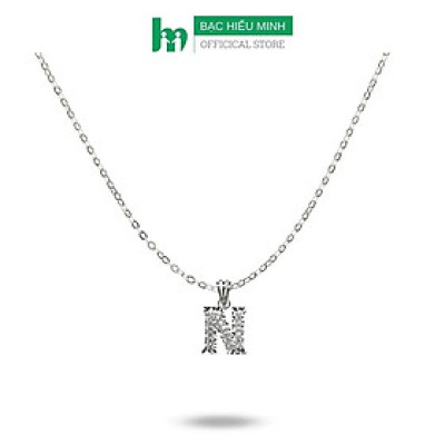 Dây Chuyền Vòng Cổ Nữ Chữ N Kiểu Phay Đính Đá Lấp Lánh BẠC HIỂU MINH DMD488N