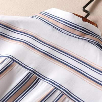 Áo sơ mi nữ Haint Boutique, Áo sơ mi trắng dài tay phối màu kẻ sọc phong cách công sở Sm86