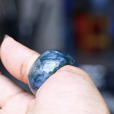 Nhẫn nam đá băng ngọc thủy tảo mệnh hỏa , mộc - Ngọc Quý Gemstones