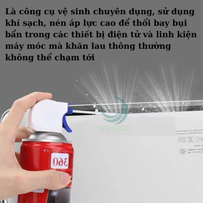 Chai xịt khí nén 450ml vệ sinh thiết bị điện tử – chuyên dụng cho PC, laptop, bàn phím, máy ảnh, và thiết bị văn phòng- Hàng nhập khẩu