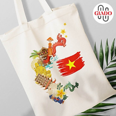 Túi canvas GIADO, túi vải bố, túi tote mẫu Thắng cảnh Việt Nam