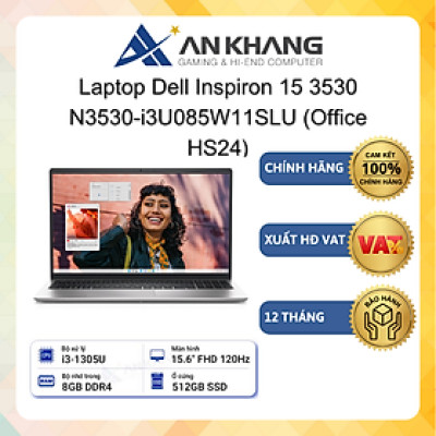 Laptop Dell Inspiron 15 3530 N3530-i3U085W11SLU (Core i3-1305U| 8GB| 512GB SSD| 15.6" FHD| Bạc) - Hàng Chính Hãng - Bảo Hành 12 Tháng Tại Dell Việt Nam
