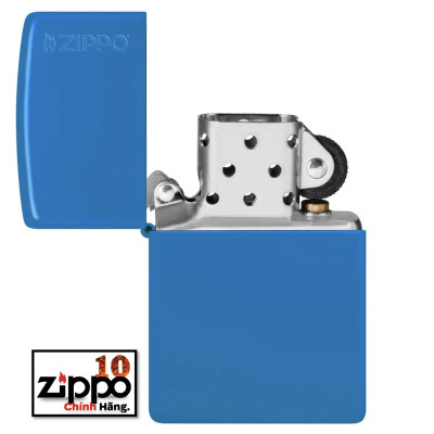 Bật lửa ZIPPO 48628ZL Classic Sky Blue Matte Zippo Logo - Chính hãng 100%