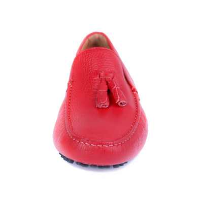 Giày Lười Moka Da Thật Made in Italy - Phong Cách Ý Thanh Lịch - Màu đỏ - 1723ROS - Hàng chính hãng