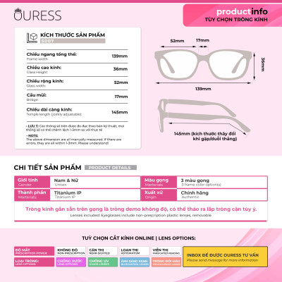 GỌNG KÍNH TITAN NAM (Titanium Pors Men) CHẤT LIỆU VƯỢT TRỘI SIÊU NHẸ SIÊU BỀN –  P5007