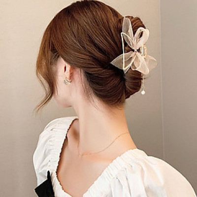 Kẹp tóc càng cua cặp tóc mix nơ xinh đẹp phong cách Hàn Quốc