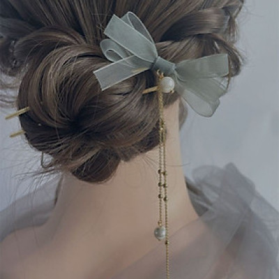 Trâm cài tóc chữ U nơ cài tóc phụ kiện tóc cho nàng nữ tính