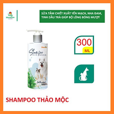 Vemedim Shampo thảo mộc sữa tắm chó mèo dưỡng chất thiên nhiên giúp lông bóng mượt, chống xơ rối, chai 300ml