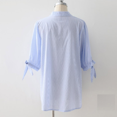 Áo sơ mi nữ Haint Boutique tay lỡ cổ chữ V hoạ tiết kẻ sọc thiết kế hợp thời trang sơmi nữ HB174