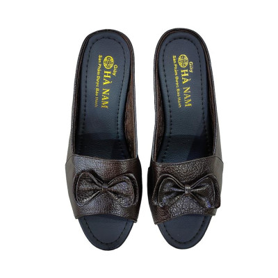 Dép Nữ Quai Ngang Đế Xuồng HÀ NAM Da Bò Thật Cao Cấp DNU2138