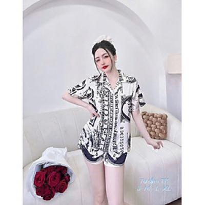 Bộ ngủ pijama lụa satin tay ngắn quần đùi- đồ ngủ pijama-bộ mặc nhà