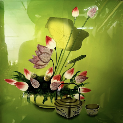 Tranh sơn mài tĩnh vật cao cấp Thanh Bình Lê 40x40 cm