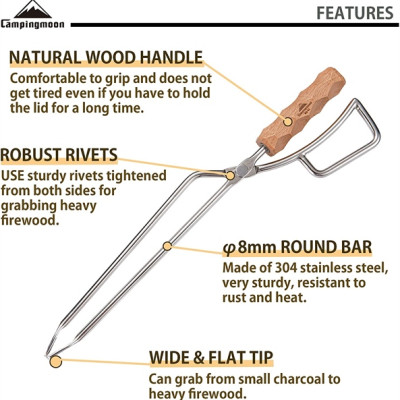 Kẹp gắp than bằng thép không rỉ Campingmoon MS-42