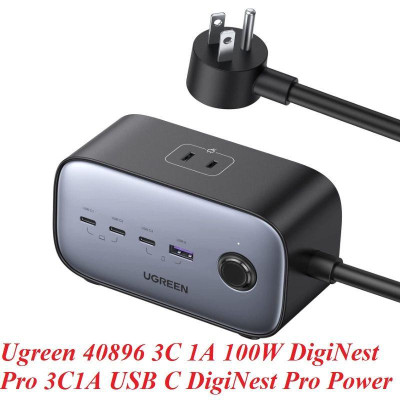 Ugreen UG40896CD270TK 100W Màu Xám Bộ sạc DigiNest Pro gồm 3 cổng USB-C và 1 cổng USB-A chuẩn cắm US - HÀNG CHÍNH HÃNG