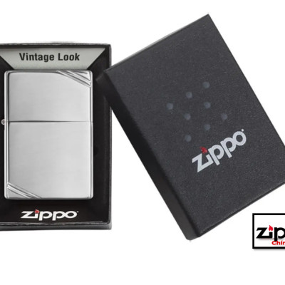Bật lửa Zippo 260 (Xi Bóng góc) High Polish Chrome Vintage with Slashes- Chính Hãng 100%