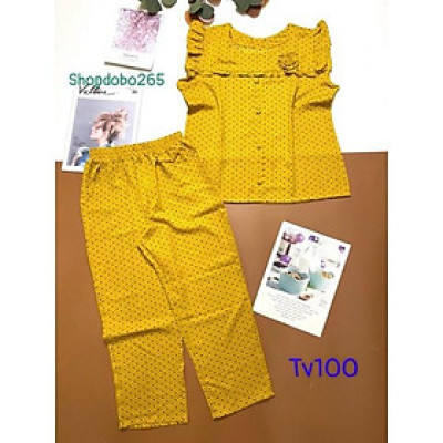 Đồ bộ nữ,đồ ngủ mặc nhà lửng 9 tấc vải lụa mango BL 51 họa tiết dễ thương size 47-60kg.